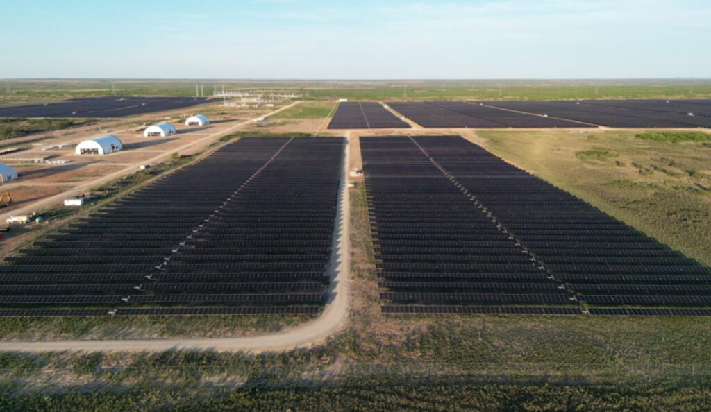 Two rows of solar panels